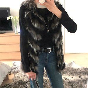 Jocelyn Feather Vest in Black/ Gray/ White Sz S